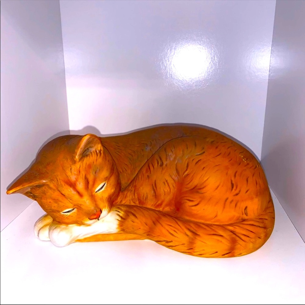 Ebeling and Reuss Ceramic Sleeping Orange Cat Figurine #23901